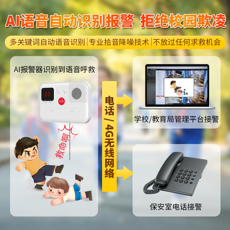校园防霸凌报警装置一键式自动报警系统